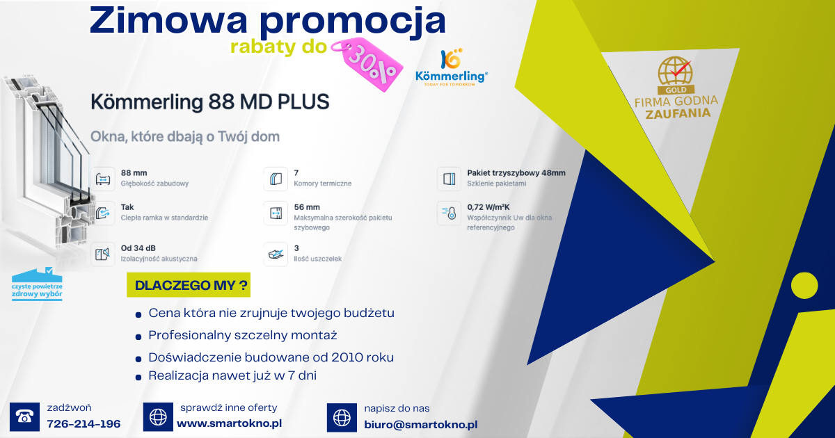 Zimowa promocja na okna Kömmerling 88 MD PLUS – rabaty do 30%!
